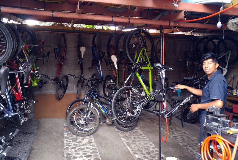 The fully kitted OTO bike shop where our trusty Kona Precepts were stored and made ready