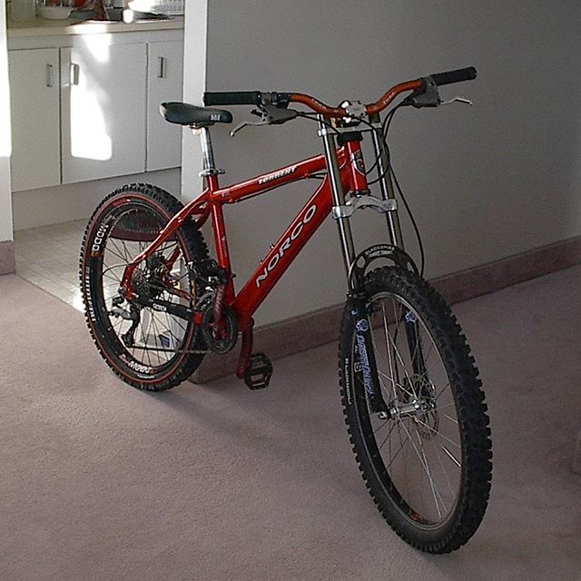 2001 Norco Torrent with a Junior T and a 24" Modo rear wheel. Early 2000s huck to flat machine.