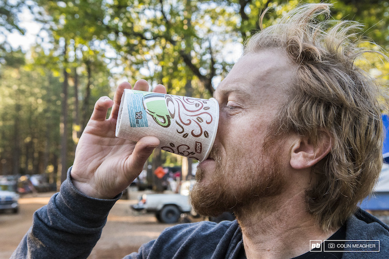 Race day came way too early for Nathan Riddle: not enough coffee to fuel up the Santa Cruz/WTB hard man.