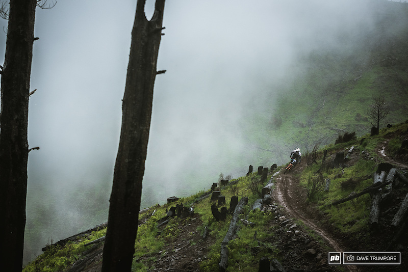 Florian Nicoli slides around in the clay on stage 1 in between monsoons of freezing cold rain.