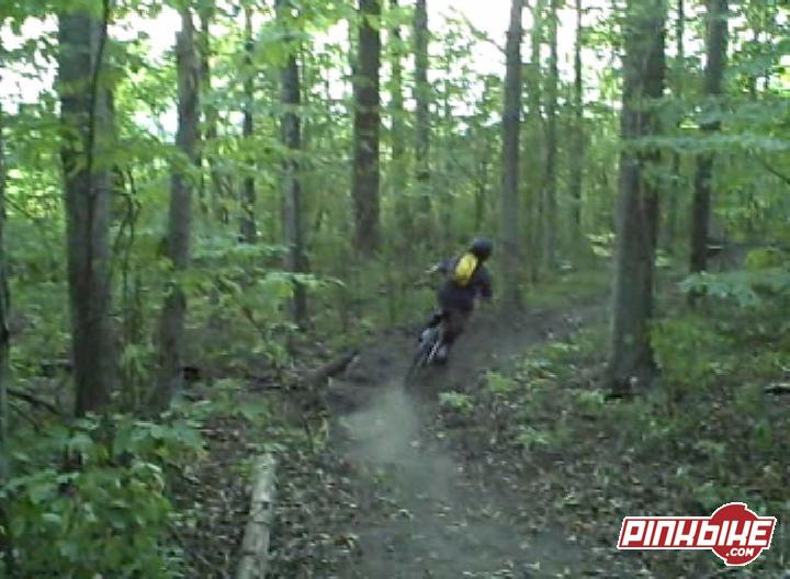 Riding nice berm after the drop goin to the step-down.