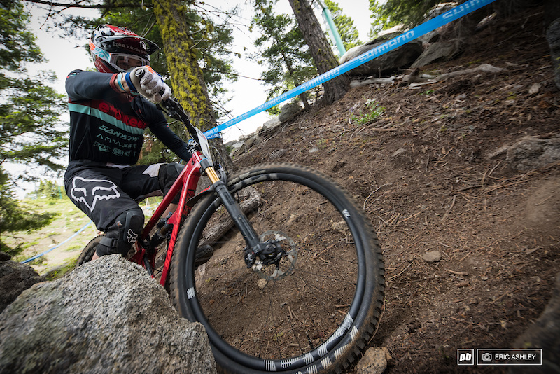 The granite work through the trees was tight and unforgiving. Nate Furbee (Pro Men).
