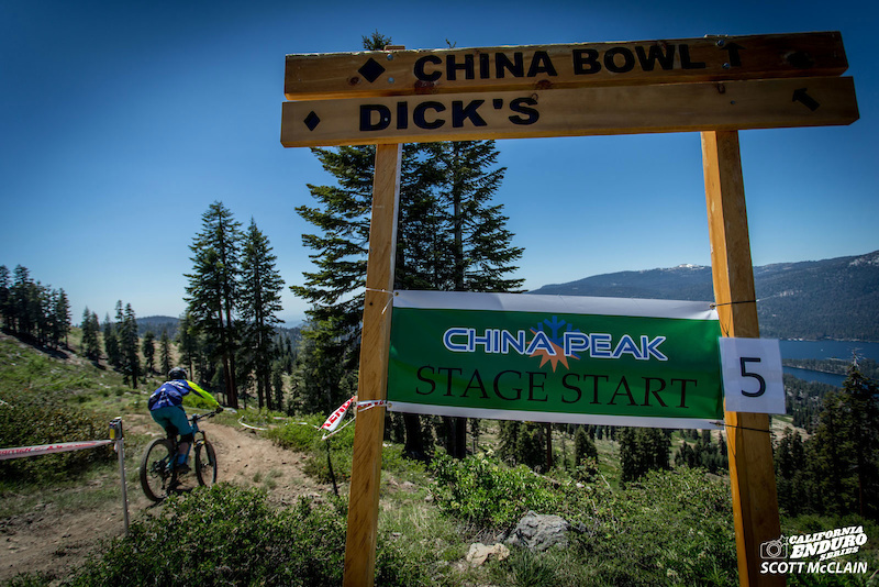 The start to the already-infamous Stage 5. China Peak Enduro s very first race director Evan Turpen shares Back in 2013 for the first race at China Peak I wanted to utilize that steep top section under the lift but I simply ran out of time and couldn t add it to the course then. When we were building it this year I found marking tape still attached to tree branches from when I had hiked it four years prior