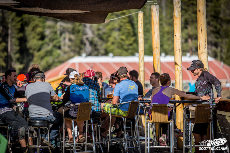Trading race stories over brew at the end of a hard yet exhilarating day.