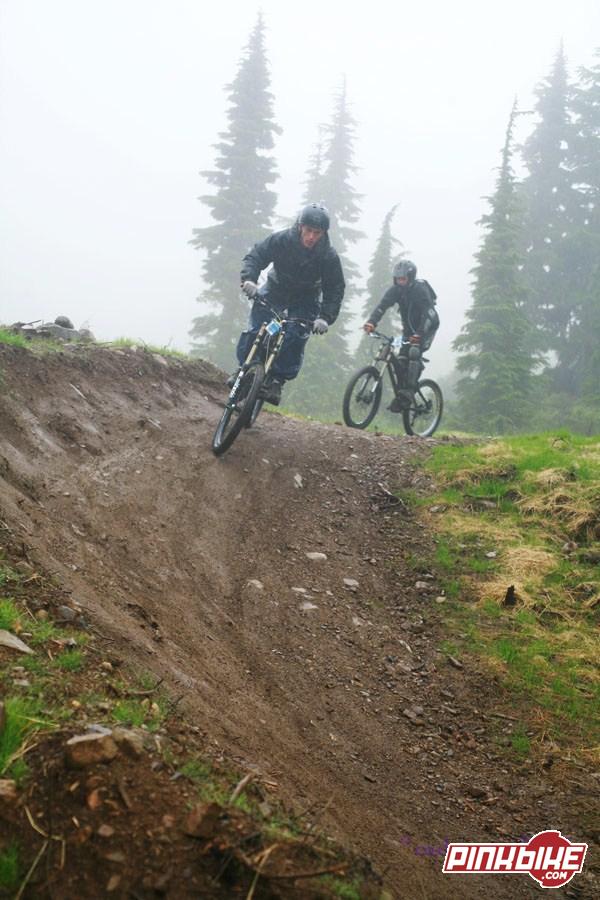 working the trails on a rainy day at mt washington Canada