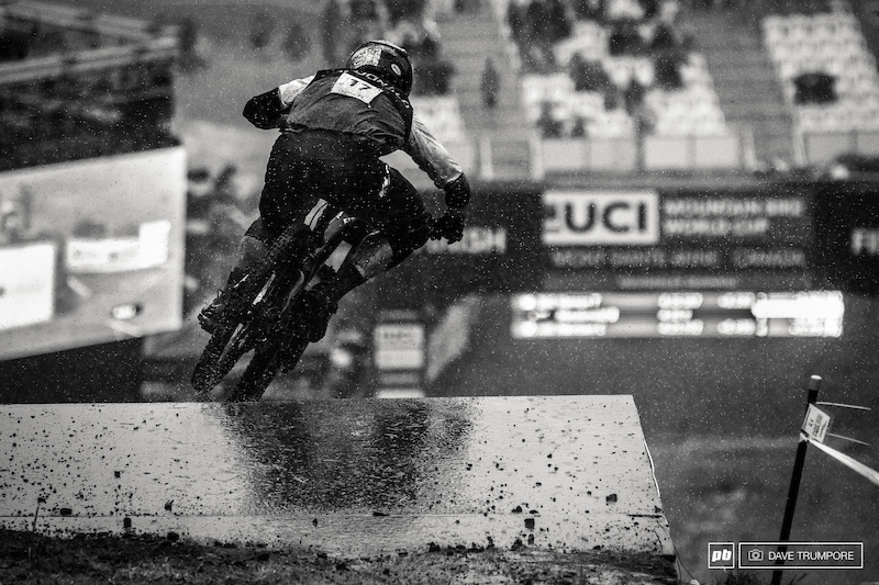 Brook Macdonald came down in some of the hardest rain of the day, eventually finishing in just inside the top 50.