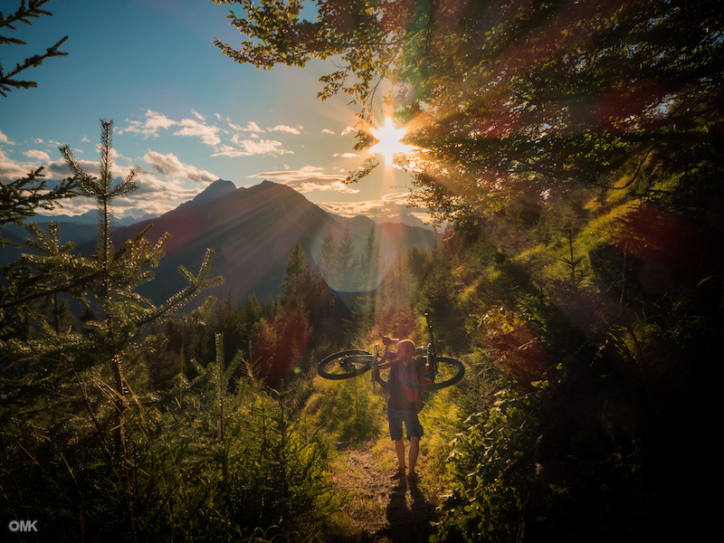 Hiking the bike to one of the peaks of the southern Austrian Alps of Carinthia, sunset included. Shot by Michele Lucchi.