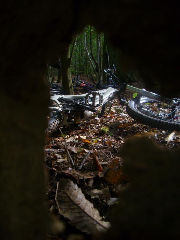 Ash's Bike, Through the hole in our old rusty wheelbarrow