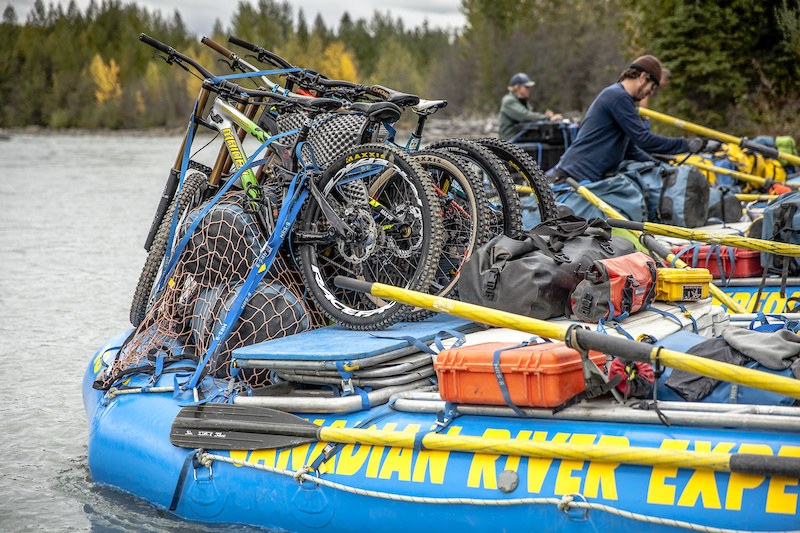Brad Goodwin and Dave Prothero help load the rafts along with all the bikes before floating down the Tatshenshini River in the Tatshenshini-Alsek Provincial Park in British Columbia, Canada on August 31, 2016. Photo by Scott Serfas / Red Bull Content Pool