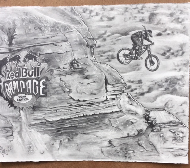 Kickstand is a local Utah ripper and the most down to earth guy you could ever meet. I drew this for him it's from the 10th edition redbull rampage which he rode in.