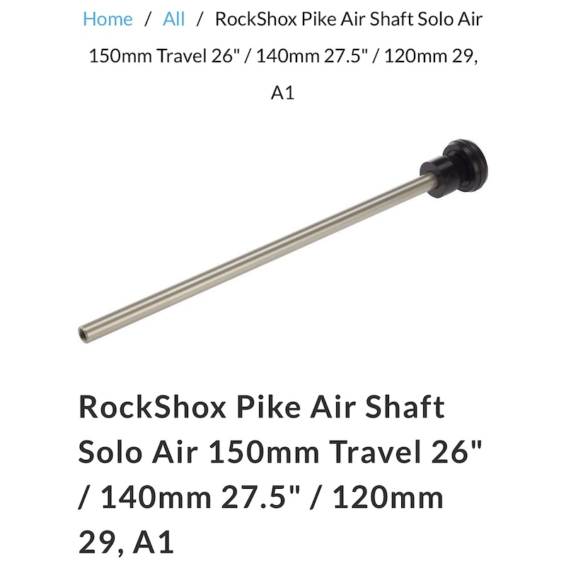 Brand new Rockshox Pike 26” 150mm / 27.5” (650B) 140mm / 29” 120mm solo air shaft for sale