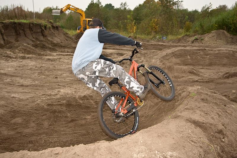doing the pumptrack very fast. BPH backyard digging weekend.