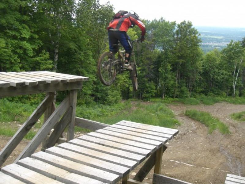 This is me hitting the nig drop at the bike park in bromont.