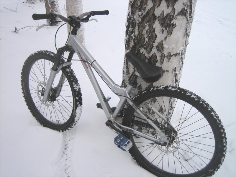 My ride... single speed, hydraulic brakes and studded tyres, good for winter!