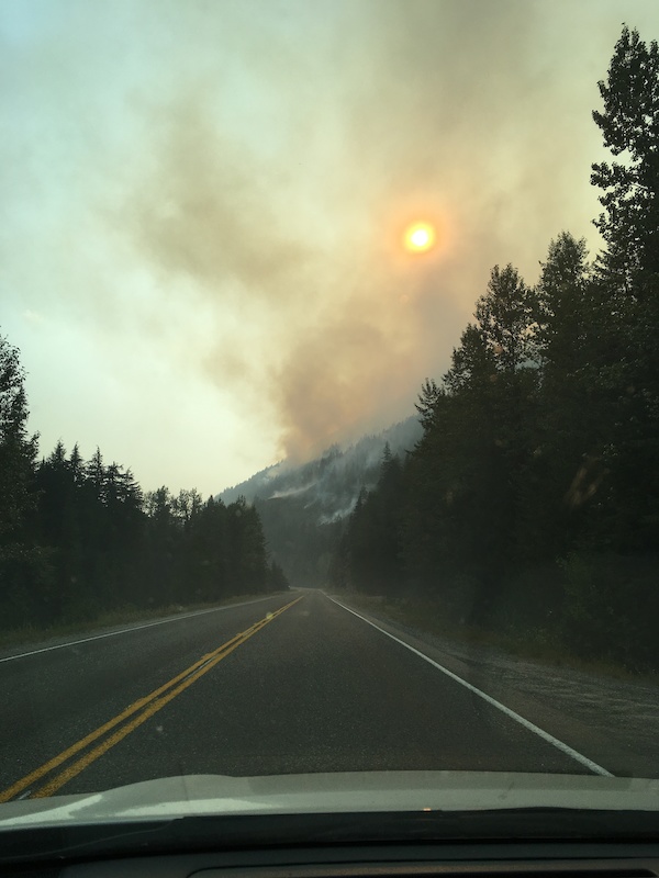 roadside fire on the Kootenay Pass. Smokey season