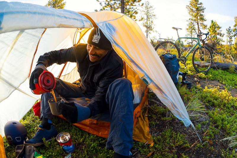 When Kelpie Cycles owner Colin organized the Steamboat Ralleye Ride in 2015, Niner jumped on board as an opportunity to test and photograph the new Niner Gravel RLT 9 and RLT 9 Steel gravel bikes. This shot of Henry Horrocks pouring his morning coffee near Pingree Park is still one of my favorite bike packing shots.