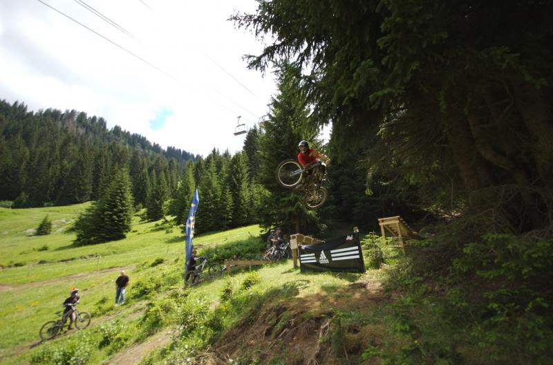this drop leads to a foam pit and has many trails leading into it.  Chatel is a great place to ride!