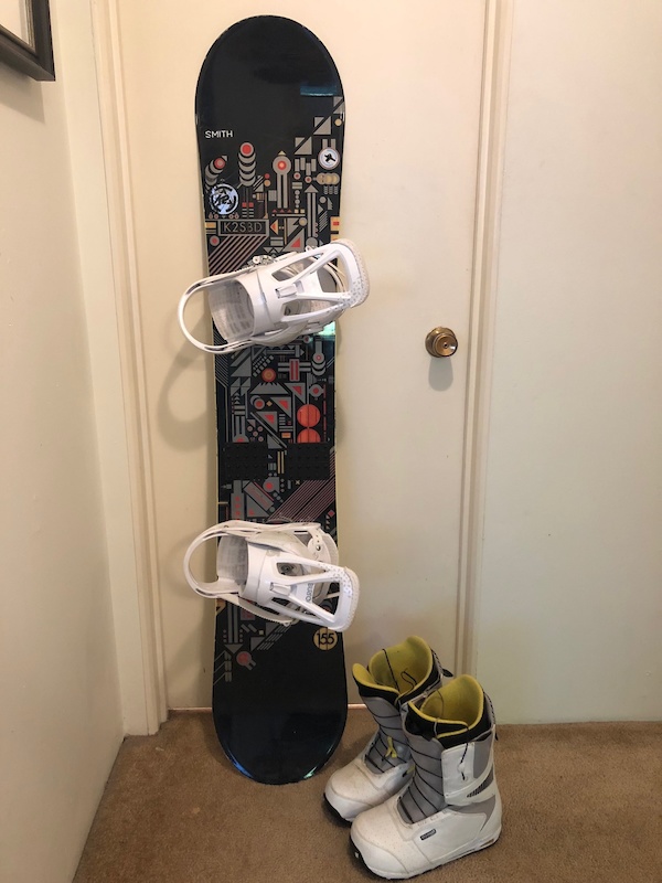 K2 Snowboard with Burton Boots & Bindings For Sale