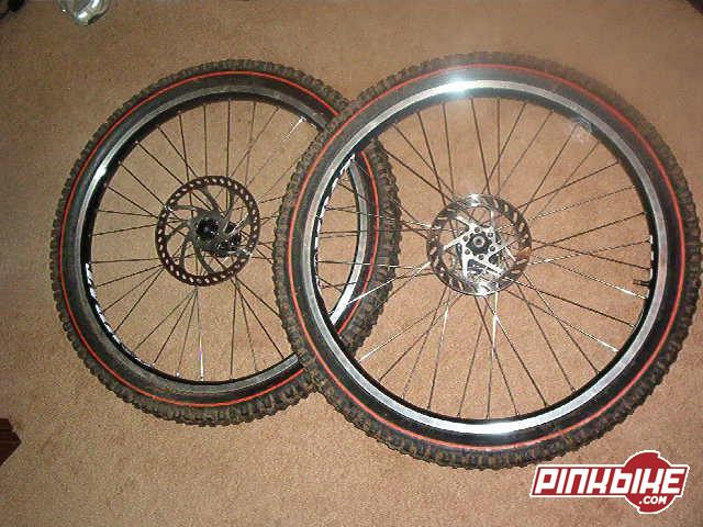 both wheels.   I will relace the rear to either 26"(free of charge)  or 24"(only 20 bucks more because i have to buy the rim and new spokes)