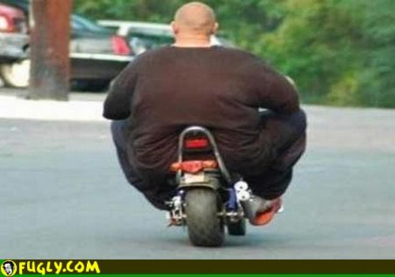 Fat man on bike