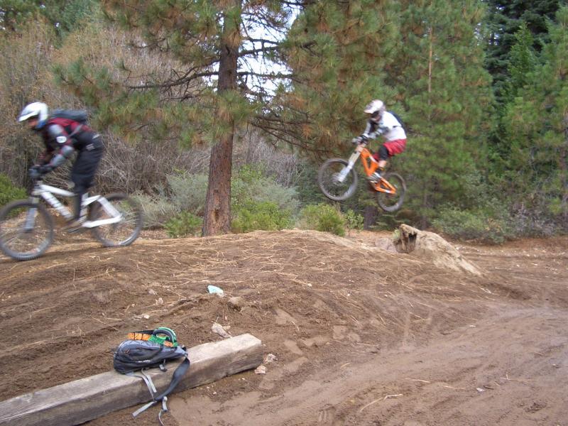 This is a picture of me guiding Bobby McMullen into a jump. If you haven't heard of Bobby, he is a professional mountain biker, who is blind.