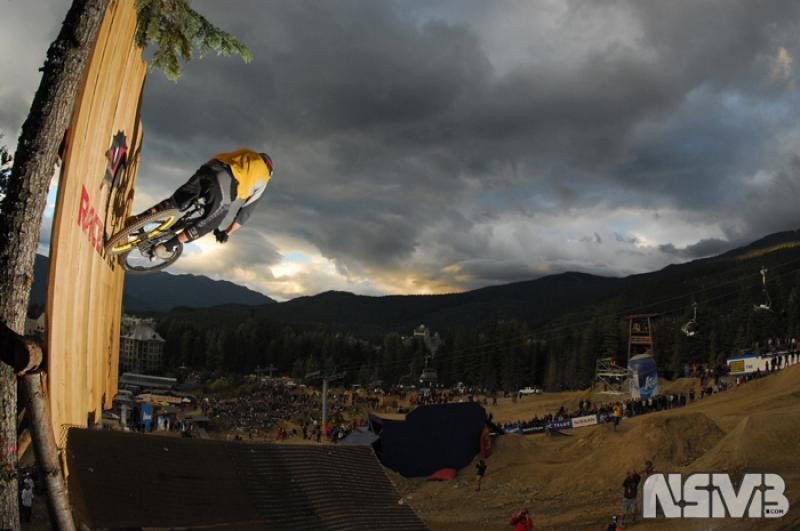 Great photo of some rider up on a wallride during crankworx. not sure who took this but i thought it would be appreciated on pinkbike.