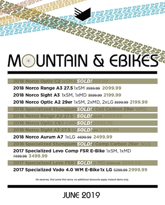 MOUNTAIN BIKES

UPDATED HOTLIST!

CALL FOR DETAILS!!