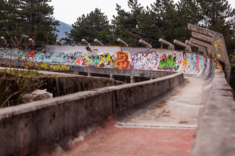 Build for the Olympics in 1984 the bobsled track outside of Sarajevo deeply embedded in the Bosnian forest lies abandoned for years.