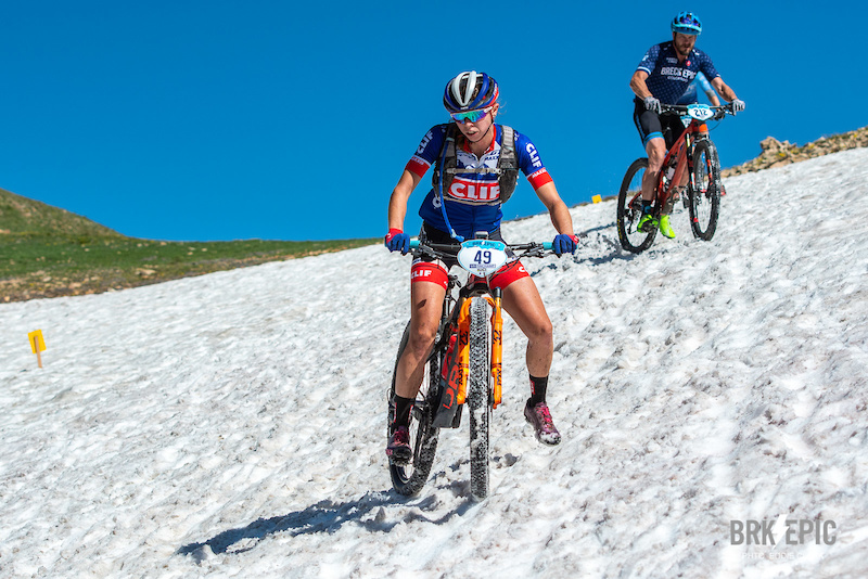 Stage 3 of the Breck Epic featured 7000+ of climbing in addition to a snow field. No wonder it's the Queen stage. 
Photo: Eddie Clark