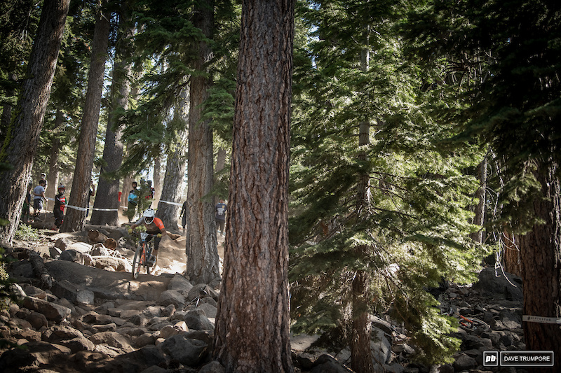 Robin Wallner through one of many rock gardens that make up much of the terrain in Northstar