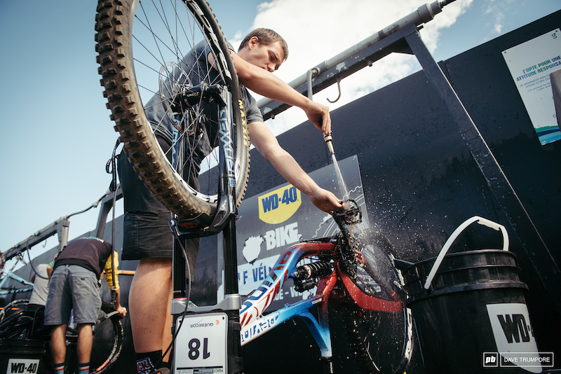 Finka bike prep and cleaning before the biggest race of the year