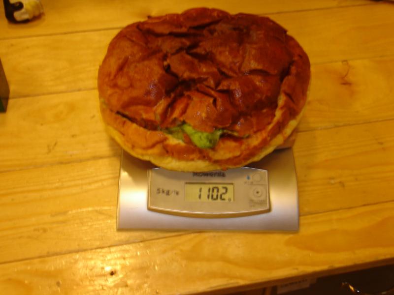 It was the biggest hamburger I've ever eaten at one time. It was 2.43 pounds! It took me an hour but it was worth it :)