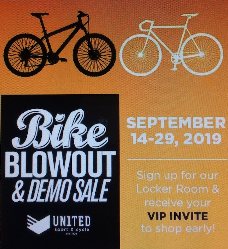 Thousands of you have been asking about it and it’s almost here: Our BIKE BLOWOUT & DEMO $ALE, where almost 100 of our DEMO BIKES go on $ALE, will start this weekend! Want a chance to shop this incredible $ALE before anybody else and get to pick your bike first? Then go to our website and sign up for our Locker Room to get your exclusive early shopping invite! https://www.unitedsport.ca/locker-room/

#UNITEDSPORT1928
#THOSEINTHEKNOW
#YEGBIKE
#YEGLOCAL
#YEG