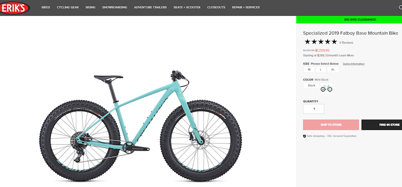 specialized 2019 fatboy base mountain bike