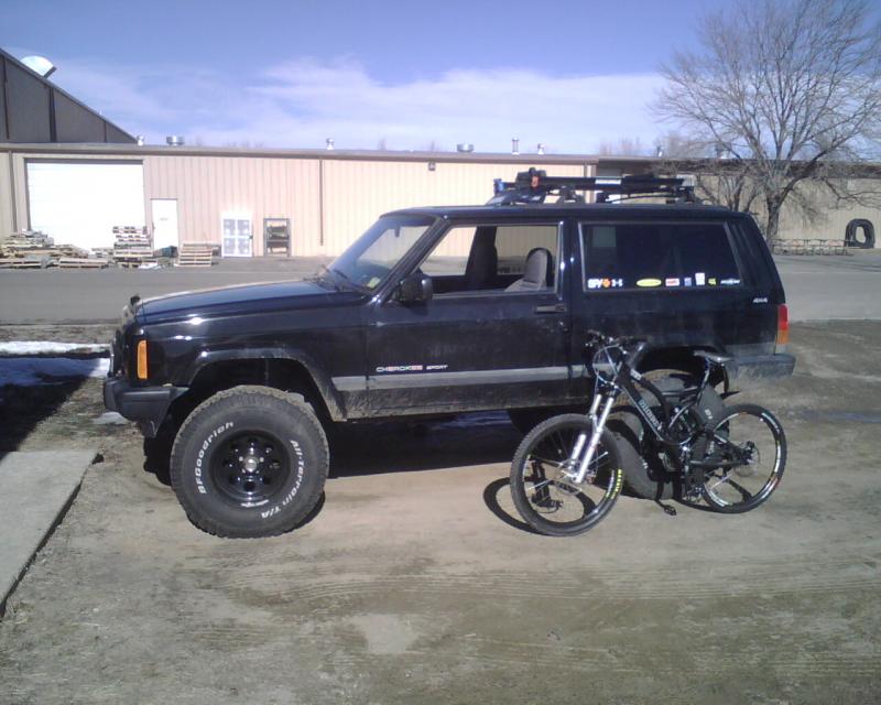 99 Cherokee, and the freshly completed Norco Six.  For the Truck/bike thread.