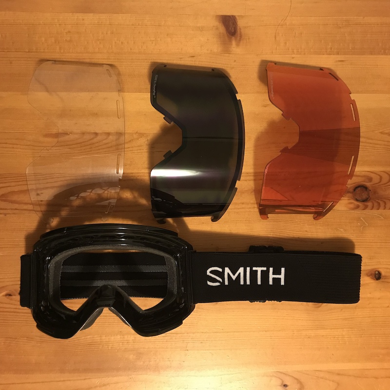 2019 Smith Squad XL Goggles, Blk / Blk, Red, & Clear Lenses For Sale