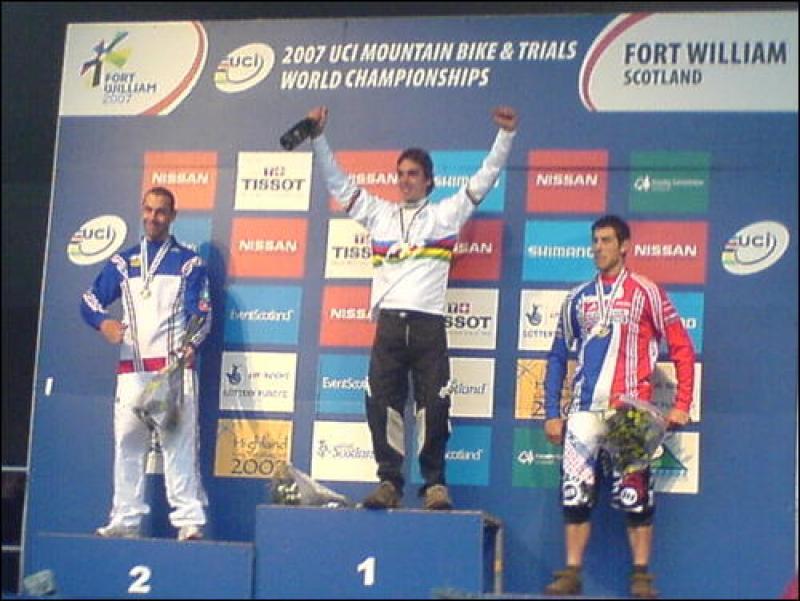 podium pic at the mtb world championships