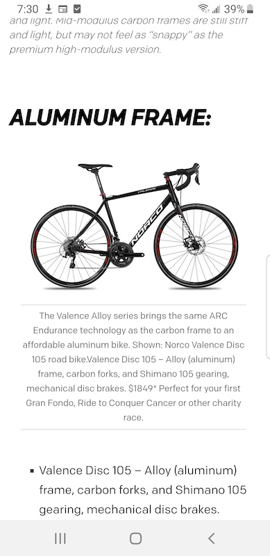 norco valence aluminum 105