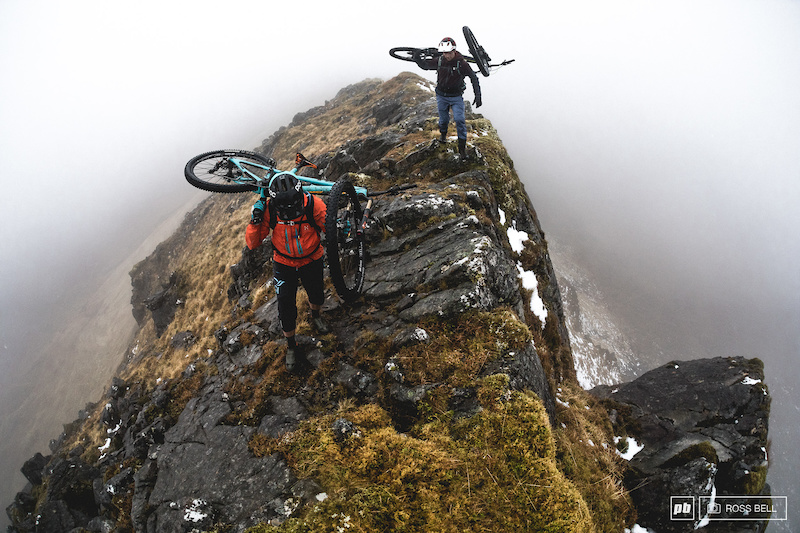 Traversing a rocky ridge line on the West Coast of Scotland.