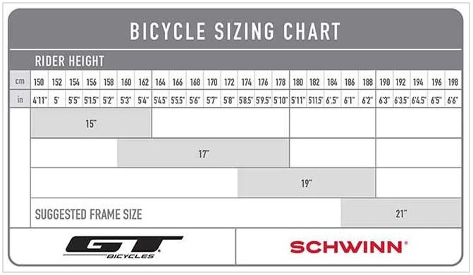 Gt bicycles size chart sale