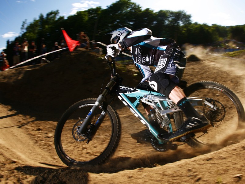 justin pinning the berm.. look at the rear suspension