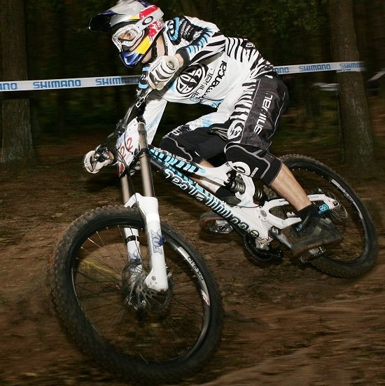 commencal dh supreme with fox dhx  prototype shock, white fox 40rc's.