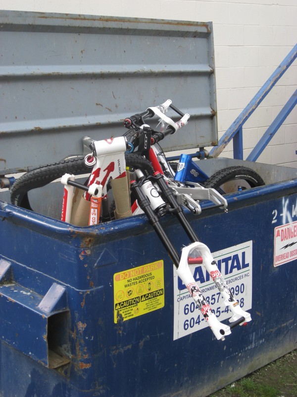Dumpster outside of the Pinkbike building.