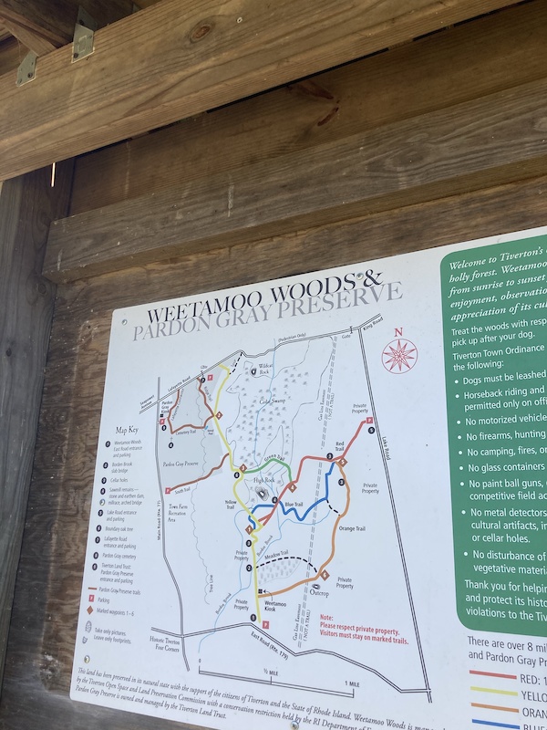 Weetamoo Woods Trail Map Yellow Mountain Biking Trail - Tiverton, Rhode Island