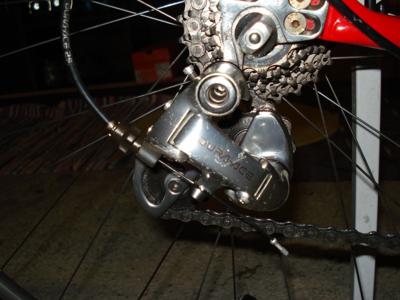 Back derailleur and cassette Dura ace 25 years Limited Edition. (Dura ace written in Gold!)
