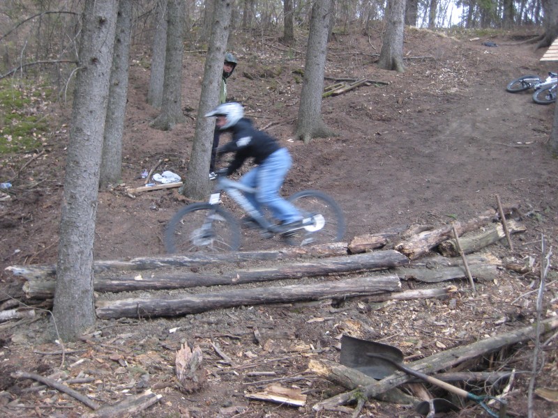 Trying out the berm before the drop