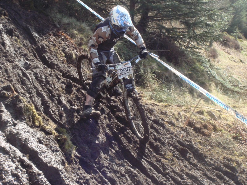 rider 258 just before slipping out in the mud