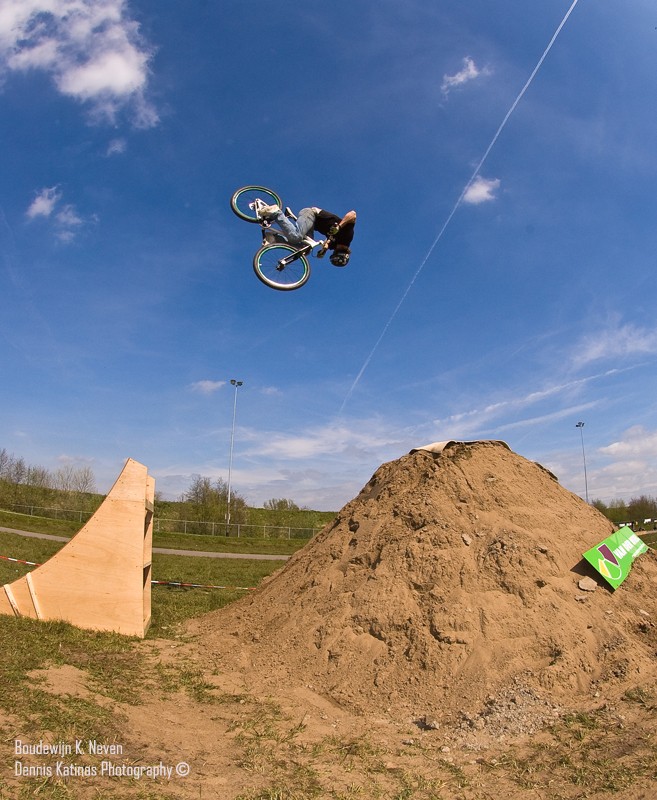 frontflip, he crashed it, but big props anyway.