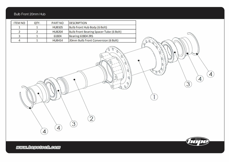 Hope Bulb Conversion Kit 20x110mm (HUB414 End Caps) For Sale