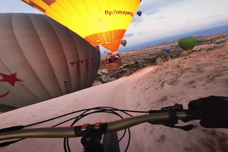 Video: Kilian Bron Rides Alongside Hot Air Balloons in Turkey